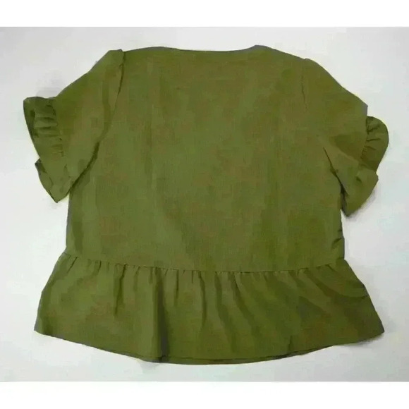 MICHAEL Michael Kors Women's L V-neck Flutter Sleeve Blouse Top MSRP $98 - Picture 2 of 2